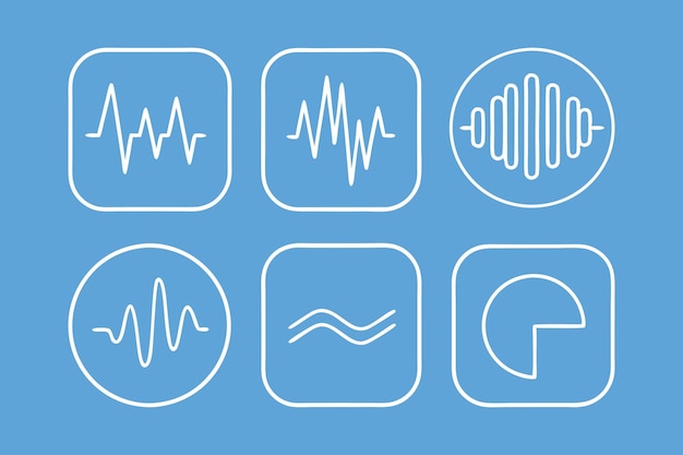 Sound Waves Line Icons Set Vector Illustration