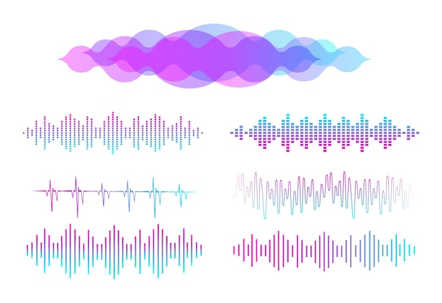 Sound waves set Multicolored audio equalizer