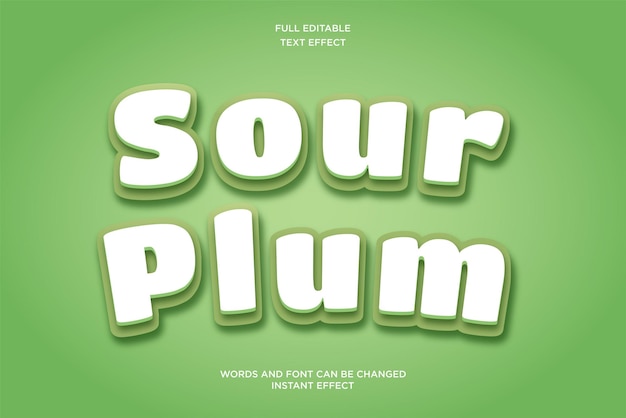 sour plum editable text effect cute 3d text