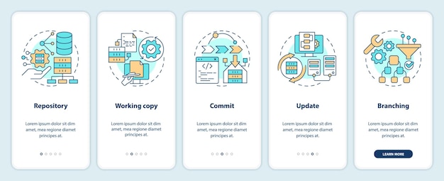 Source control concepts onboarding mobile app screen