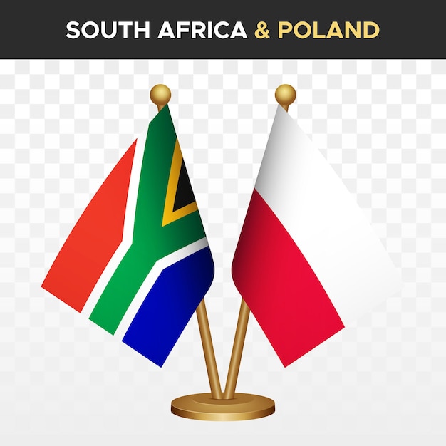 South Africa vs Poland flags RSA 3d standing desk flag vector
