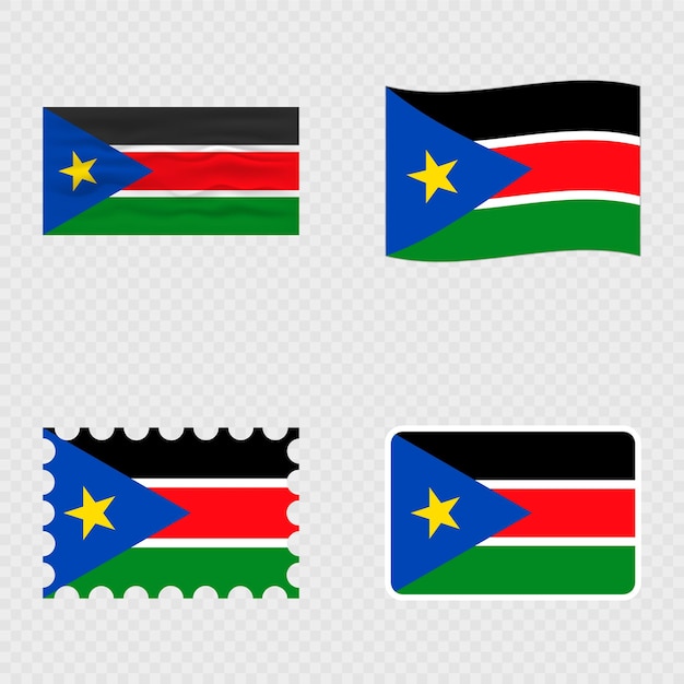 South Sudan national flag in four different styles