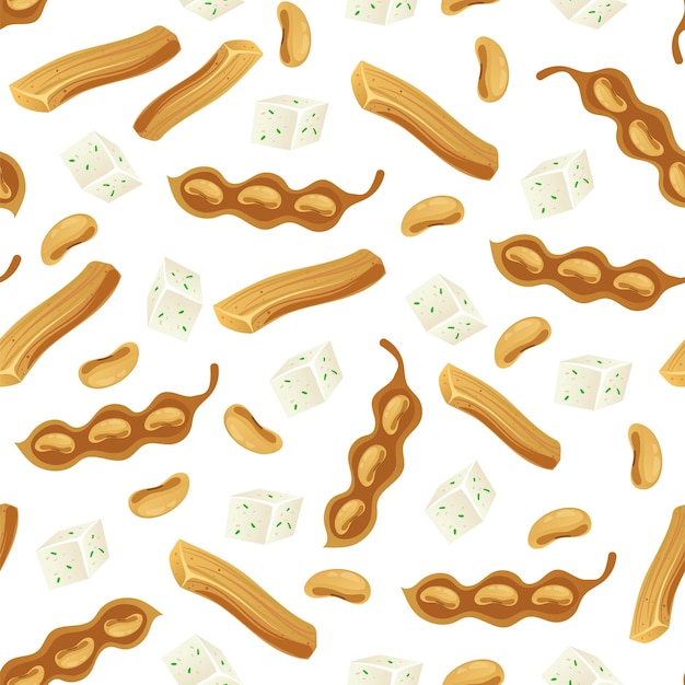 Soy product bean tofu seamless repeat wrap cover pattern background illustration