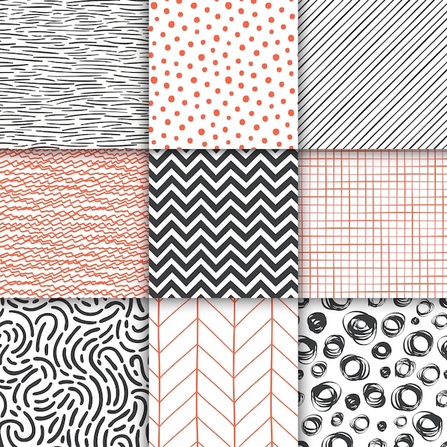 Soyut elle çizilmiş geometrik basit minimalist kusursuz desenler seti