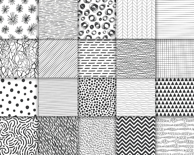 Soyut elle çizilmiş geometrik basit minimalist kusursuz desenler seti