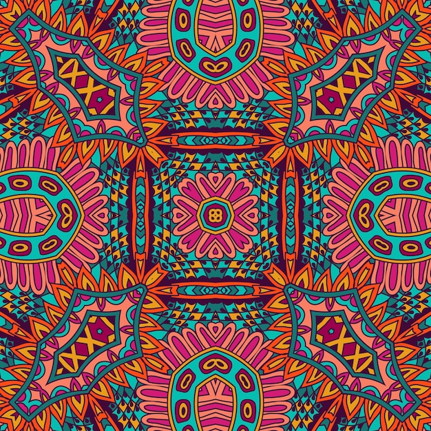 Soyut geometrik mandala vintage etnik dikişsiz desen süsleme