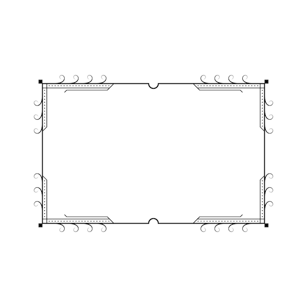 Soyut Siyah Basit Çizgi Dikdörtgen Çerçeve Doodle Anahat Öğesi Vektör Design Stili Taslak