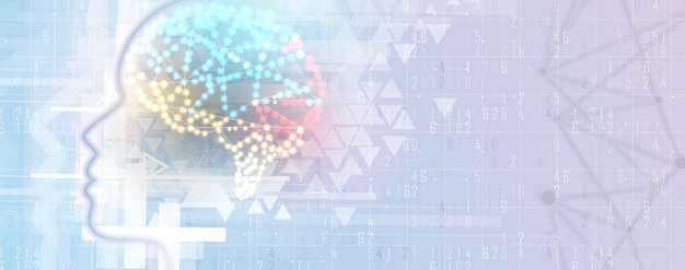 Soyut Yapay zeka Bulut bilişim Makine öğrenimi Teknoloji web arka planı Sanal konsept fütüristik arka plan