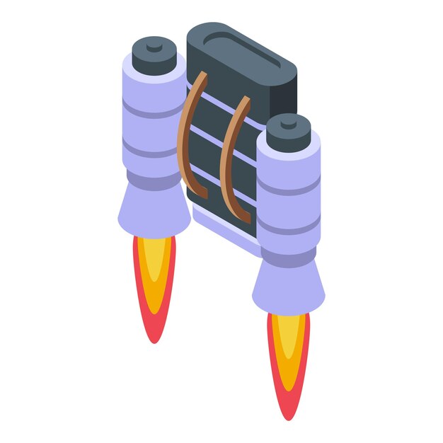 Space jetpack icon isometric vector Fire jet pack Air model