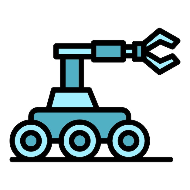 Space robot icon outline vector Future bot Support robot color flat