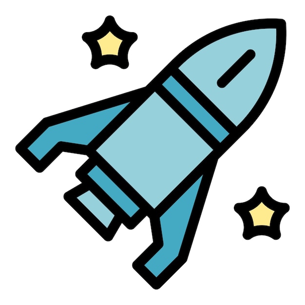 Space rocket icon outline vector Core mission Vision trust color flat