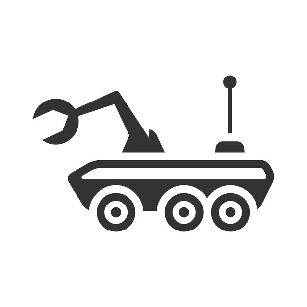 Space rover icon in black and white