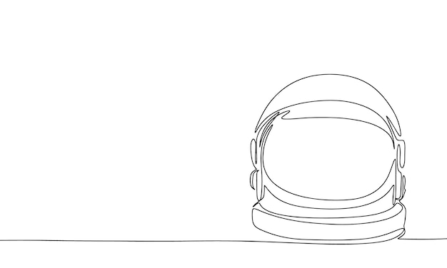 space suit helmet outline helmet silhouette one line continuous vector illustration line art out