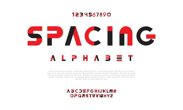 Spacing creative geometric modern urban alphabet font Digital abstract futuristic fashion music