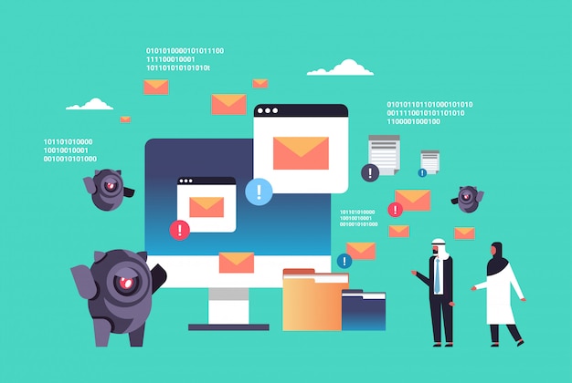 Spam bot illustration with arabic people