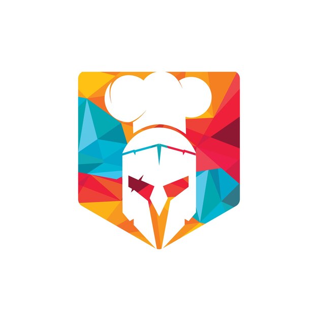 Spartalı şef vektör logo tasarım şablonu