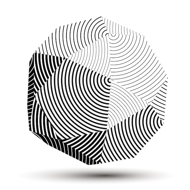 spatial vector monochrome object isolated, 3d technology figure with geometric gray lines.