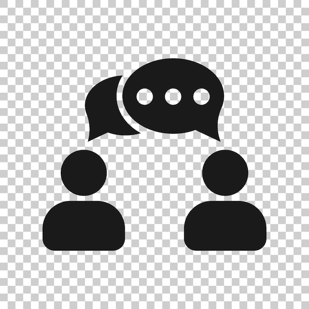 Speak chat sign icon in transparent style Bubble dialog vector illustration on isolated background Team discussion button business concept