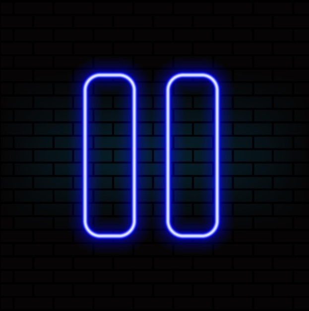 Special collection of stop button neon Upload unique super glowing neon break video sign vector Ligh