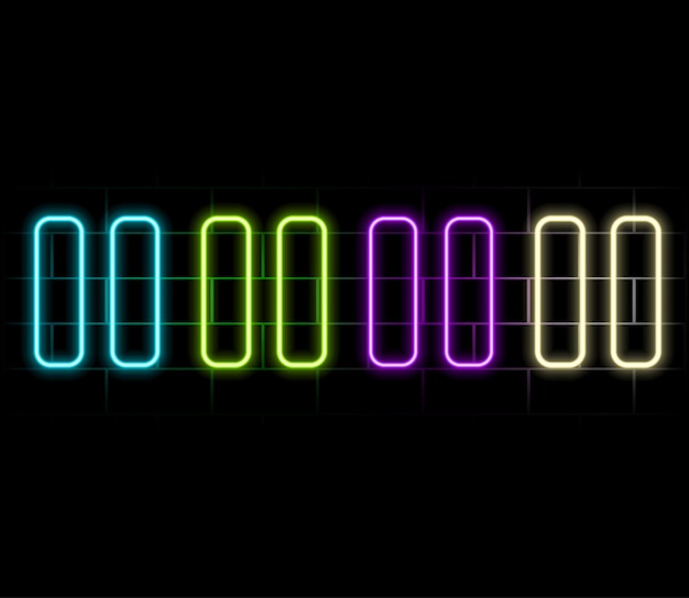 Special collection of stop button neon Upload unique super glowing neon break video sign vector Ligh