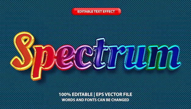 Spectrum text editable text effect template rainbow neon effect multicolored futuristic text stye