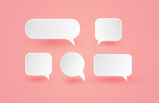 speech bubble chat icon collection set  sticker paper style concept