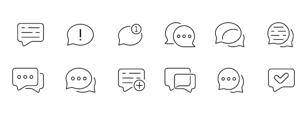 Speech bubble set icon Correspondence chat mute notification silence mail message information support Cloud concept Vector black set icon on a white background