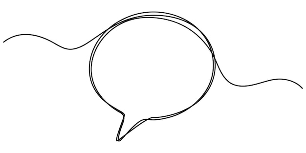Speech bubble shape continuous one line drawing of isolated outline vector icon Speech Bubble
