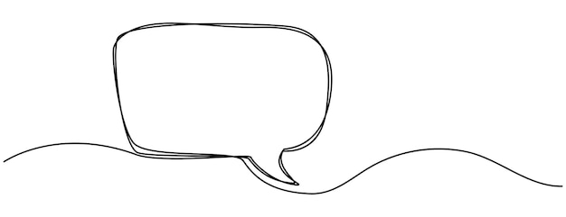 Speech Bubble Single Line Icon One continuous line drawing of Speech bubble square shaped Chat