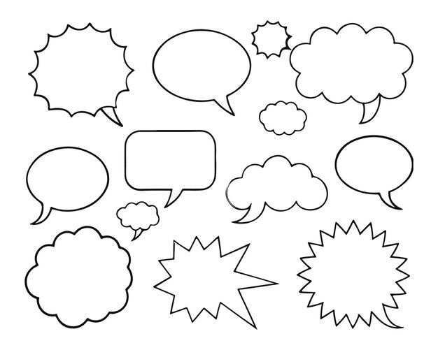 speech bubble speech balloon chat bubble line art vector icon for apps and websites