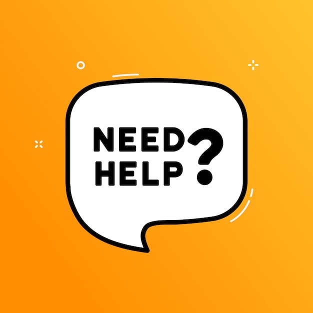 speech bubble with need help text boom retro comic style pop art style vector line icon for business and advertising