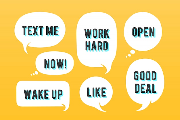 speech bubbles. set of message, cloud talk and speech bubble. white speech bubble, cloud talk  silhouette with text. elements for message, social network, web.  illustration