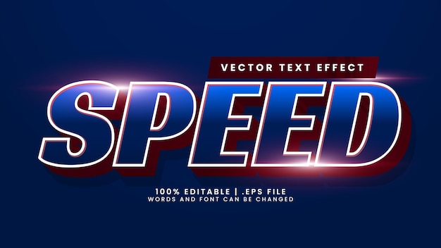 Speed editable 3d text effect with light and race text style