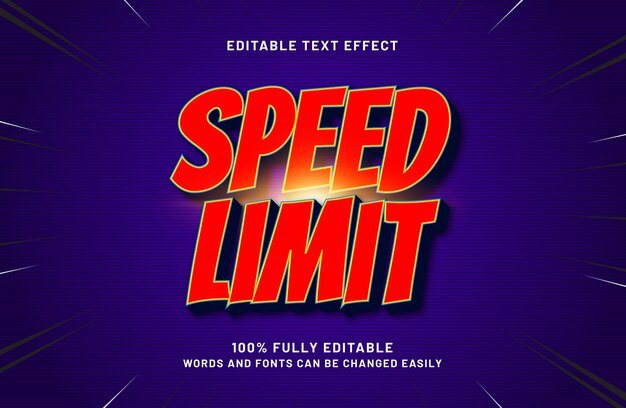 speed limit editable text effect in speed and race text style