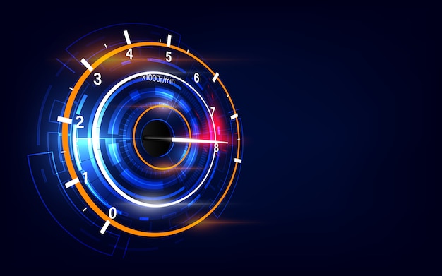 speed motion background with fast speedometer car.