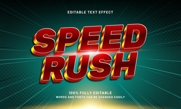 speed rush editable text effect with a fast and speed text style