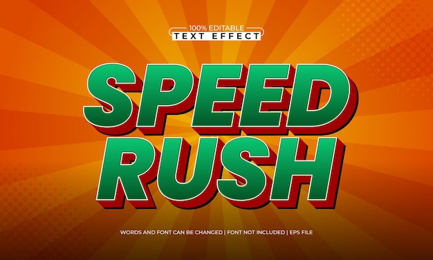 speed rush editable text effect with a race and speed text style