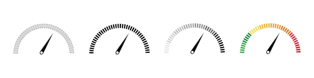 speedometer icon set. customer satisfaction indicator level. risk level gauge. info-graphic gauge.