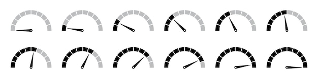 speedometer infographics in black color speedometer loading and progress collection