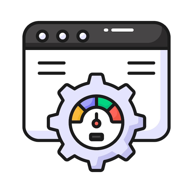 Speedometer with webpage amazing icon of website performance