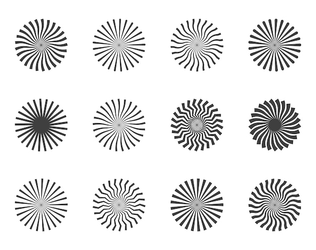Spiral and swirl motion twisting circles design element set