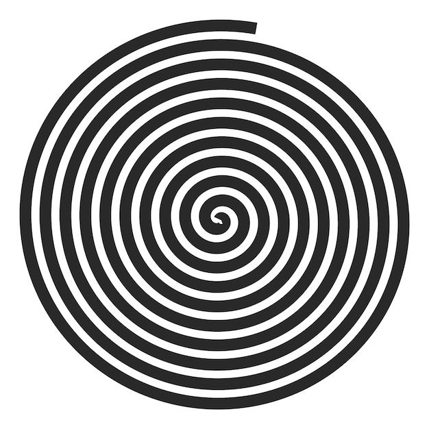 spiral motion illusion. black round helix shape isolated on white background