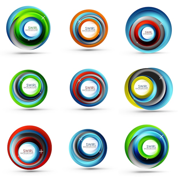 Spiral swirl flowing lines 3d vector icon collection Vector illustration