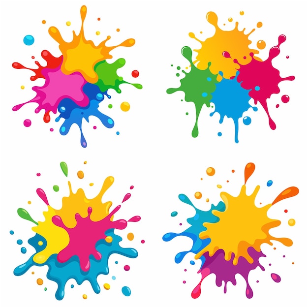 Splash of paints Blobs Paint splatter colourful set Vector splash of paints isolated on white