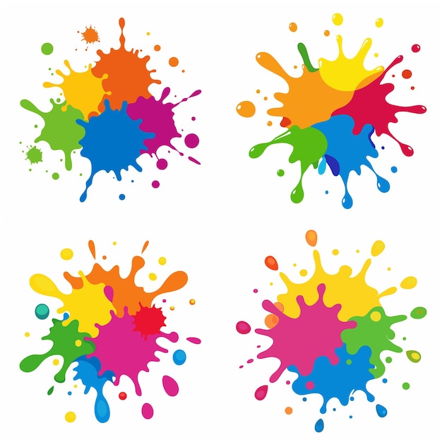 Splash of paints Blobs Paint splatter colourful set Vector splash of paints isolated on white
