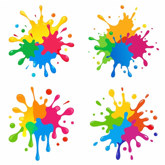 Splash of paints Blobs Paint splatter colourful set Vector splash of paints isolated on white