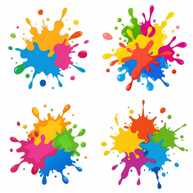 Splash of paints Blobs Paint splatter colourful set Vector splash of paints isolated on white