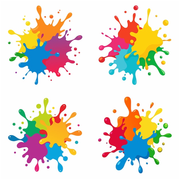 splash of paints blobs paint splatter colourful set vector splash of paints isolated on white