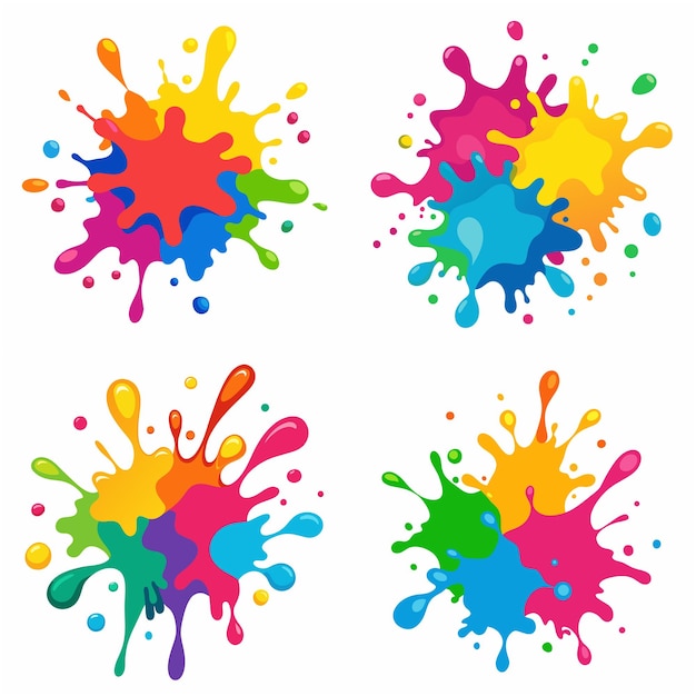 Splash of paints Blobs Paint splatter colourful set Vector splash of paints isolated on white