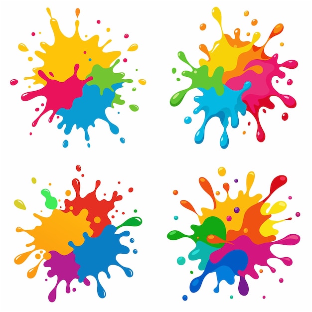 Splash of paints Blobs Paint splatter colourful set Vector splash of paints isolated on white